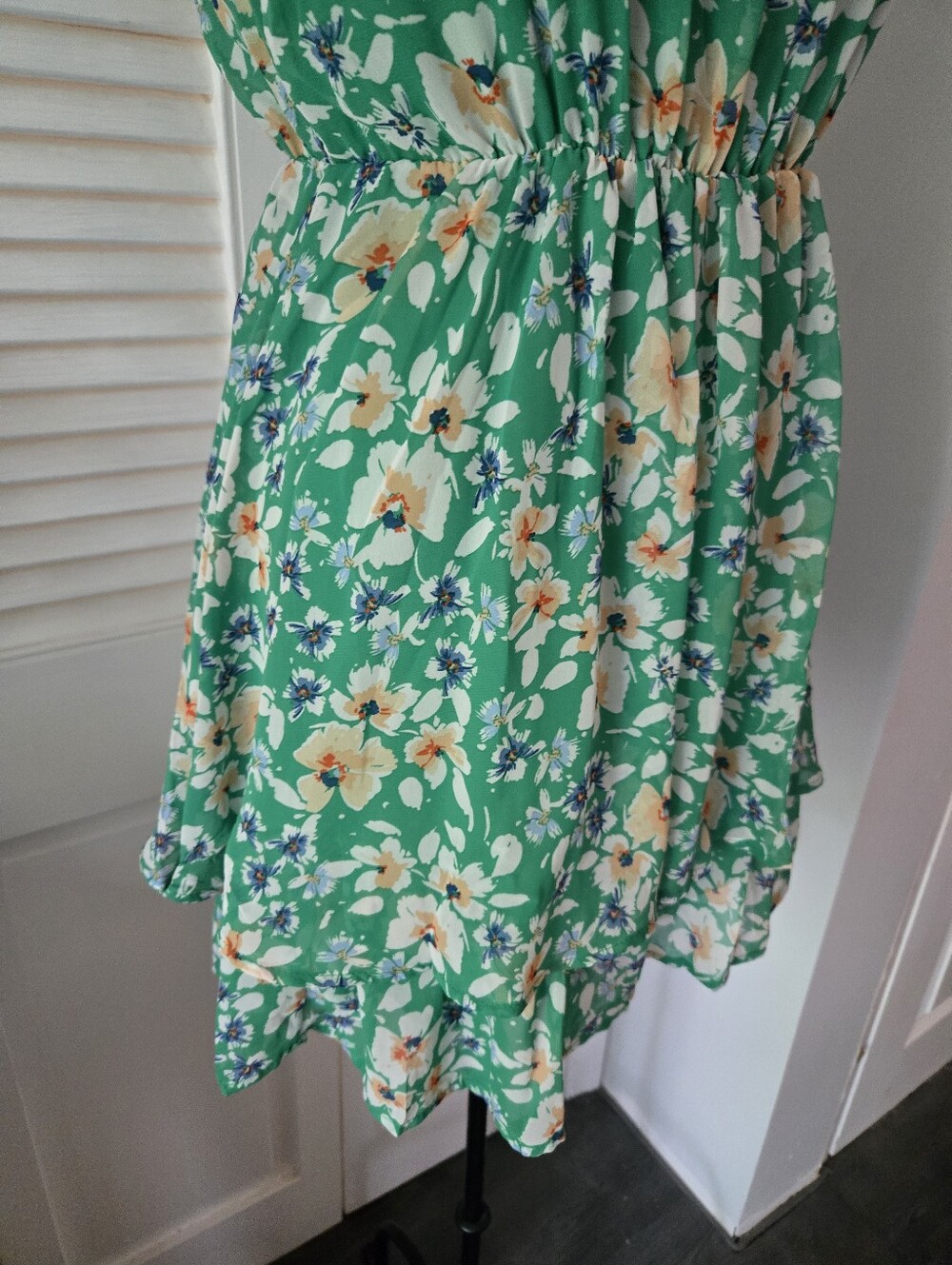 Sienna Sky Green Floral Halter Dress Ruffle Tiered Boho Cottagecore S - Picture 4 of 8